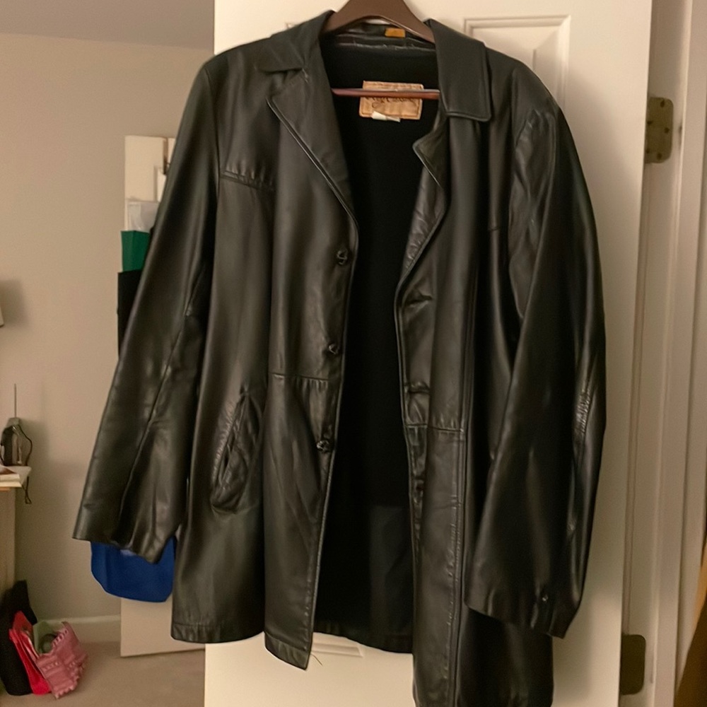Mens ¾ length leather jacket